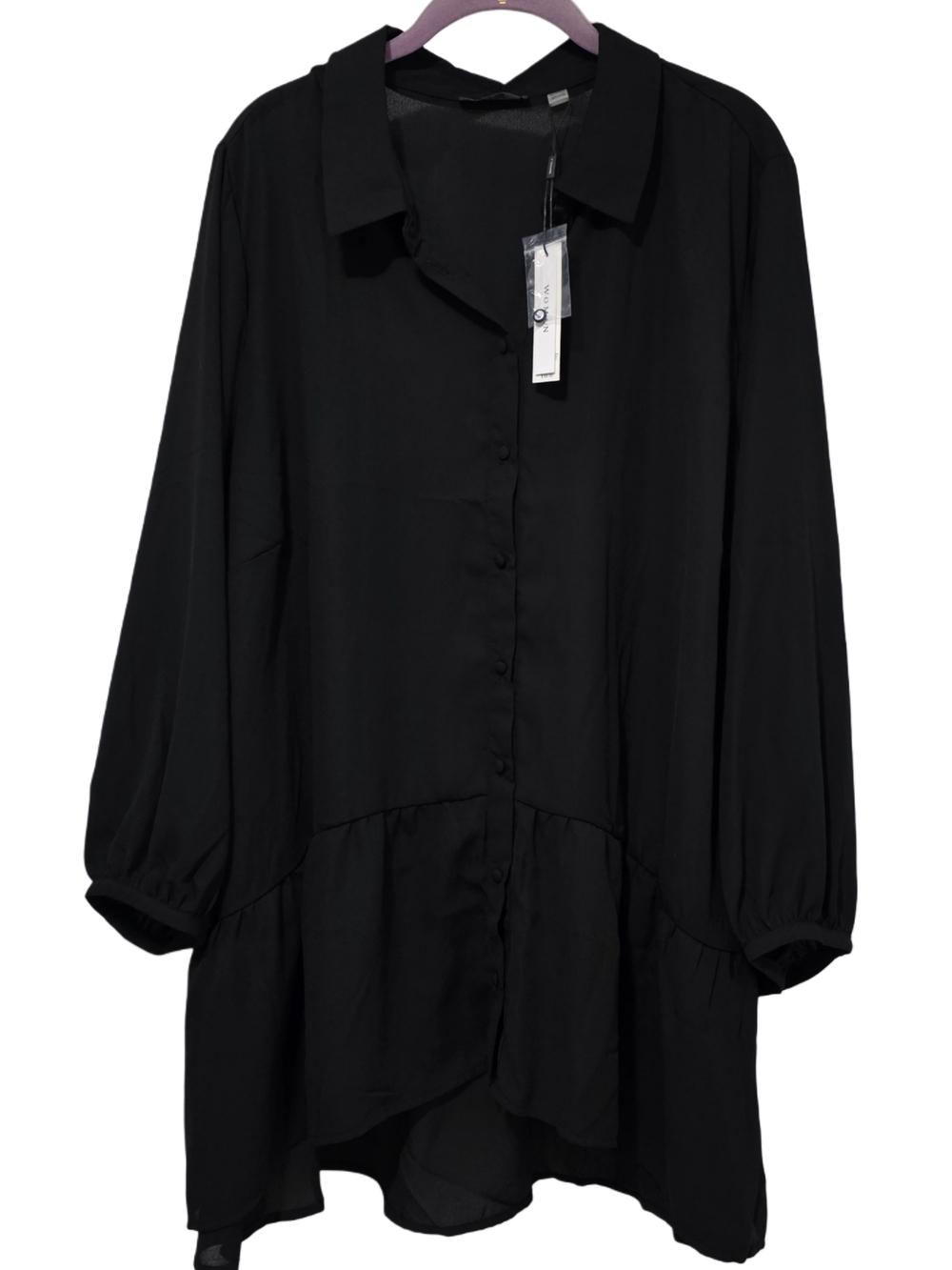 Tahari Black Button Front Flowy Blouse Tunic NWT